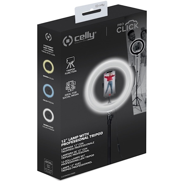 Celly CLICKRINGUSB 12" Ringlampa med 1,6m Tripod