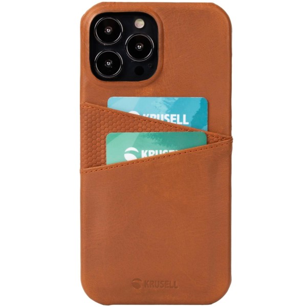Krusell Leather CardCover iPhone 13 Pro Cognac Brun