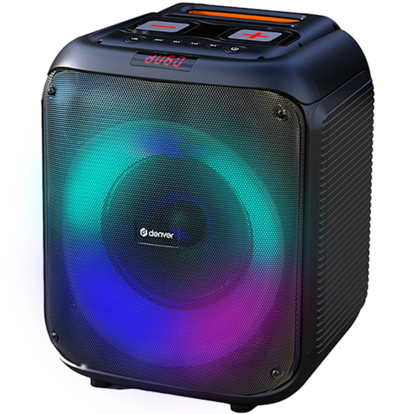 DENVER BPS-250 BT-högtalare med 8" woofer och LED-ljus