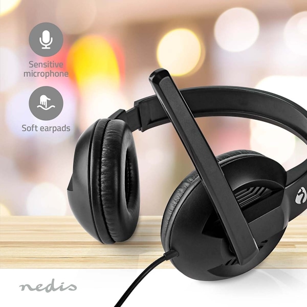 Nedis PC headset | Over-Ear | Stereo | USB Type-A / USB Type-C™ | Vikbara Mikrofon | Svart