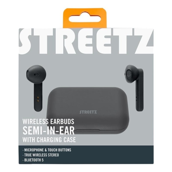 STREETZ True Wireless Stereo hörlurar, semi-in-ear, black Svart