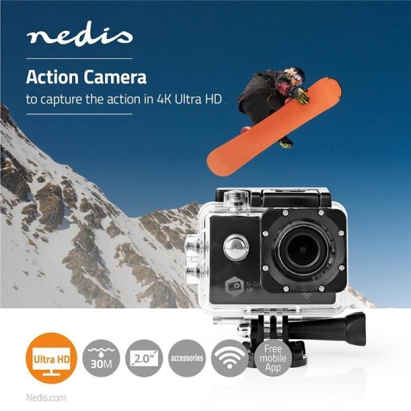 Actionkamera | Ultra-HD 4K | Wi-Fi | Vattentätt kamerahus