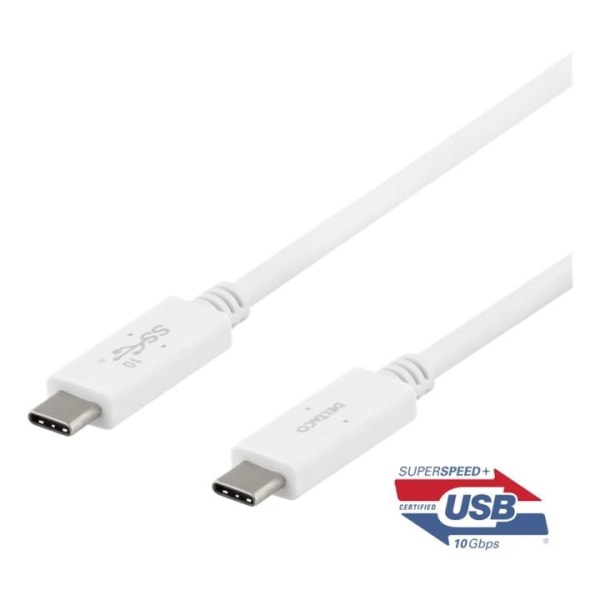 DELTACO USB-C to USB-C cable, 0,5m, 10Gbps, 100W 5A, USB 3.1 Gen