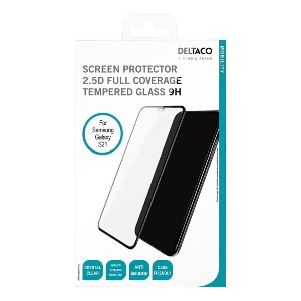 DELTACO screen protector, Samsung Galaxy S21, 2.5D Full coverage Transparent