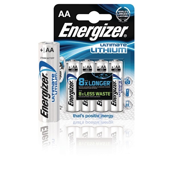 Energizer Lithium Batteri Aa | 1.5 V DC | 3000 mAh | 4-Blister | Sølv