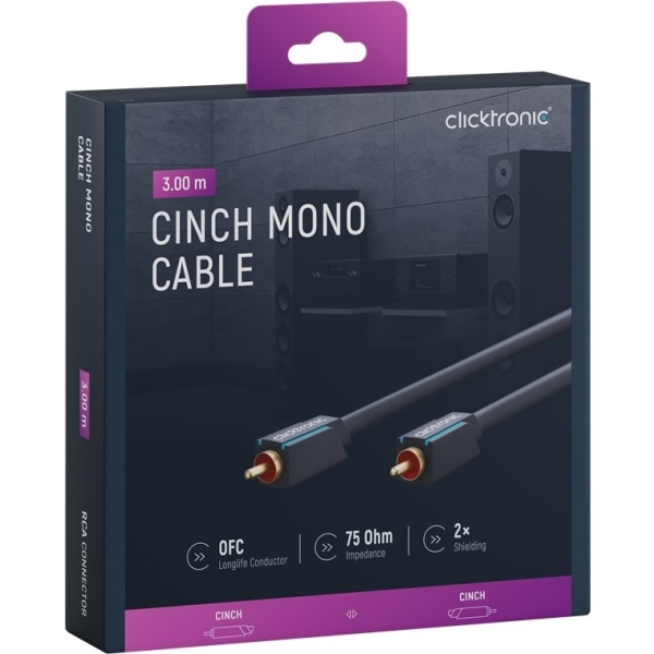 ClickTronic RCA-kaapeli, mono Premium-kaapeli | 1x cinch-pistoke 1x cin