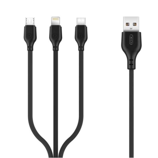 XO NB103, 3-i-1-kabel (2.1A) USB - Lightning + USB-C + microUSB, 1
