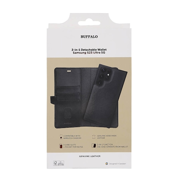 Buffalo 2in1 Wallet Leather 3 card Samsung S23 Ultra 5G Black Svart