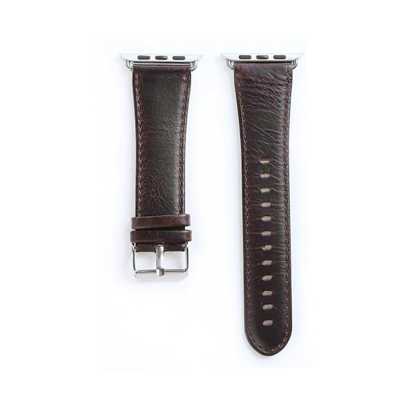 Klockarmband i Läderimitation till Apple Watch, 42/44/45mm, Mörkbrun