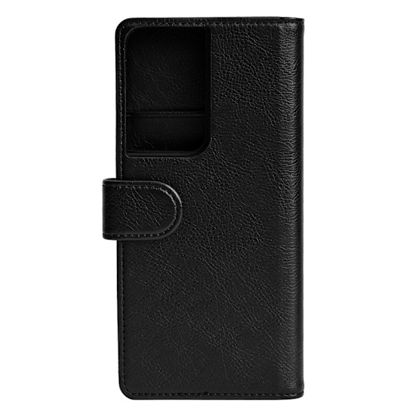 Essentials Samsung S21 Ultra PU wallet, detach, 3 card, Black Svart