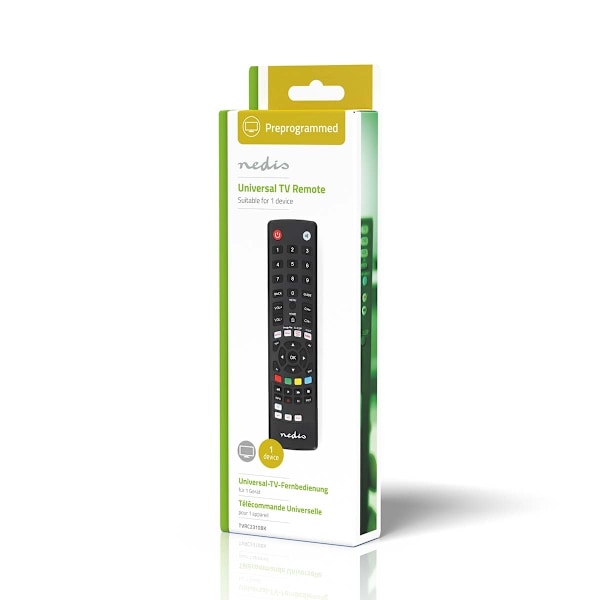 Nedis Universal fjernbetjening | Forprogrammeret | 1 Enhed | Amazon Prime / Disney + Button / Google Play-knap / Netflix-knap / Youtube-knap | Infrarø