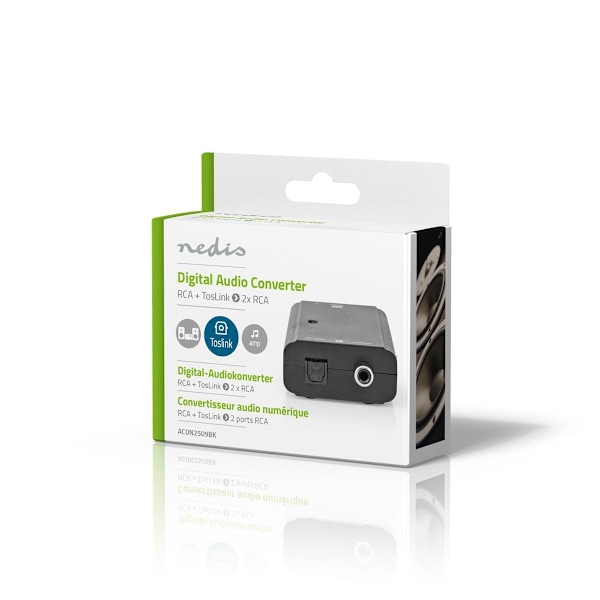 Nedis Digital Audio Omvandlare | Tvåvägs | Anslutningsingång: 1x S/PDIF (RCA) Hona / 1x TosLink Hona | Anslutningsutgång: 2x RCA Hona | ARC | Instrukt