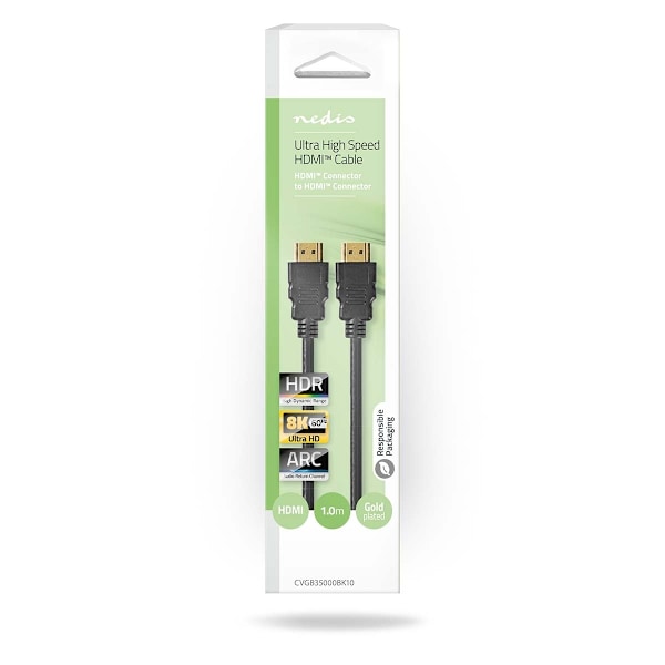 Nedis Ultra High Speed ​​HDMI ™ -kaapeli | HDMI™ liitin | HDMI™ liitin | 8K@60Hz | 48 Gbps | 1.00 m | Pyöreä | 6.0 mm | Musta | Laatikko