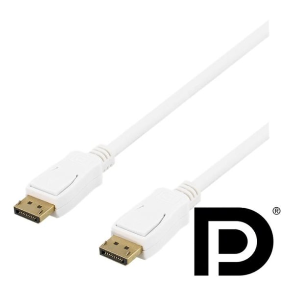 DELTACO DisplayPort-kaapeli, 3m, 4K UHD, DP 1.2, valkoinen