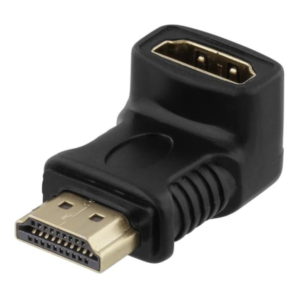 DELTACO HDMI-sovitin, 19-pin uros - naaras, kulmaliitin, musta