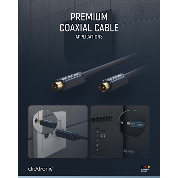 ClickTronic Koaxialkabel Premiumkabel | Koaxialkontakt  Koaxialkoppling | 3,0 m | > 95 dB