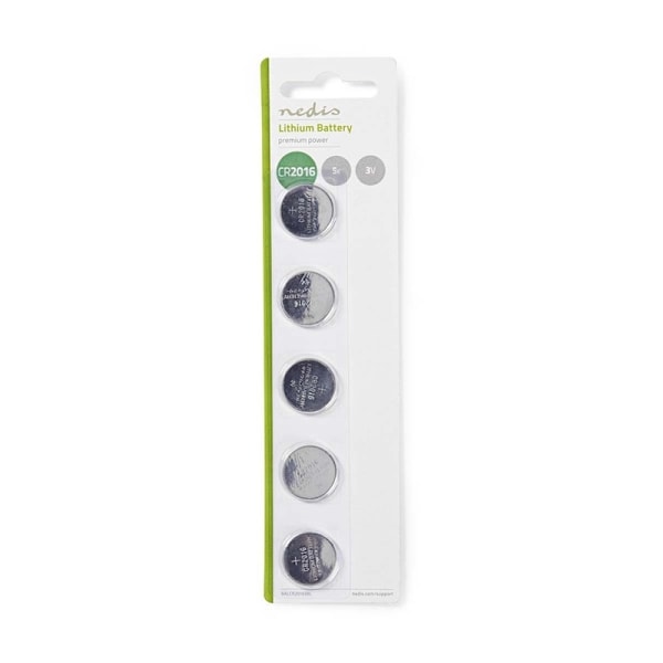 Nedis Lithium knapcellebatteri CR2016 | 3 V DC | 5-Blister | Sølv