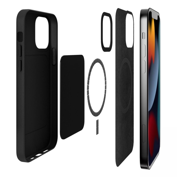 Puro iPhone 13 Pro SKYMAG Cover Leather Look, Black Svart