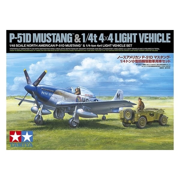 TAMIYA 1/48 North American P-51D MustangT & 1/4-ton 4x4