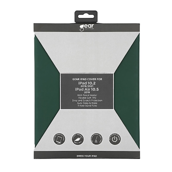 GEAR Cover Penpocket Soft Touch Green iPad 10,2" 2019/20/21 & Air 10,5" 2019 Grön