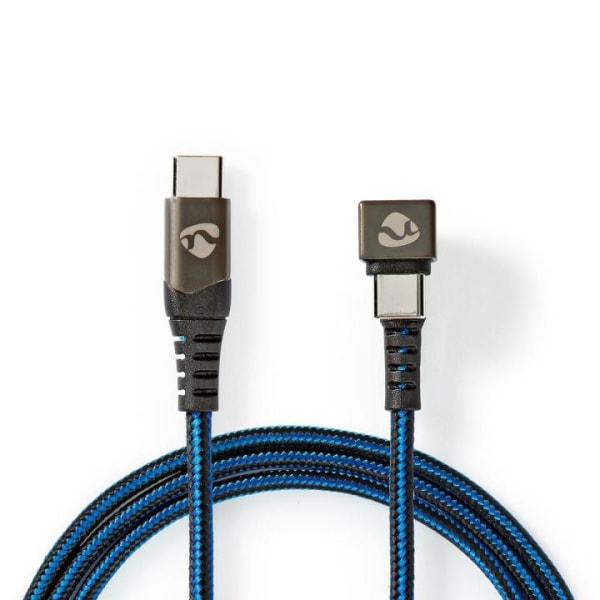 Nedis USB-kabel | USB 2.0 | USB-C™ Hane | USB-C™ Hane | 480 Mbps | Guldplaterad | 1.00 m | Rund | Flätad / Nylon | Blå / Svart | Kartong med täckt fön