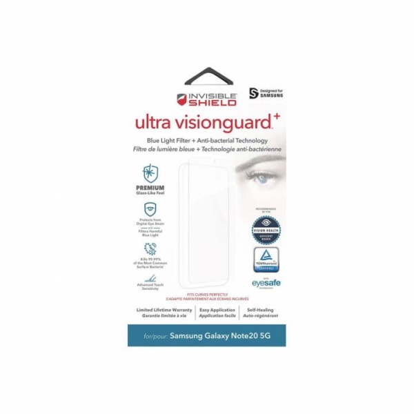 InvisibleShield Ultra Visionguard+ näytönsuoja Samsung Note 20:l Transparent