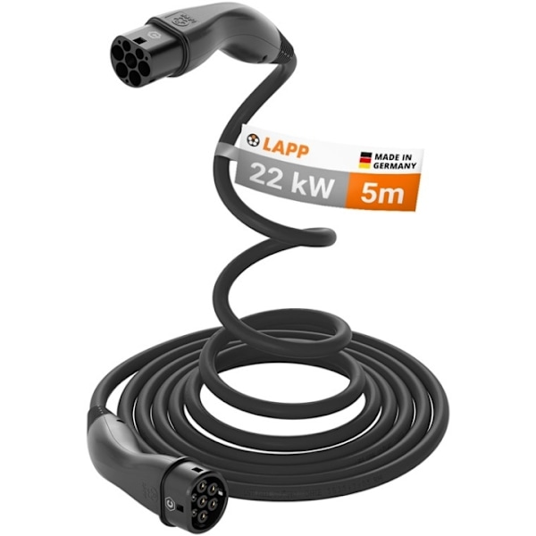 LAPP MOBILITY HELIX laddkabel Typ 2, upp till 22 kW, m, svart (5555935003) 32 A, 3-fas, för laddning av hybrid- och elbilar med Typ 2-anslutning