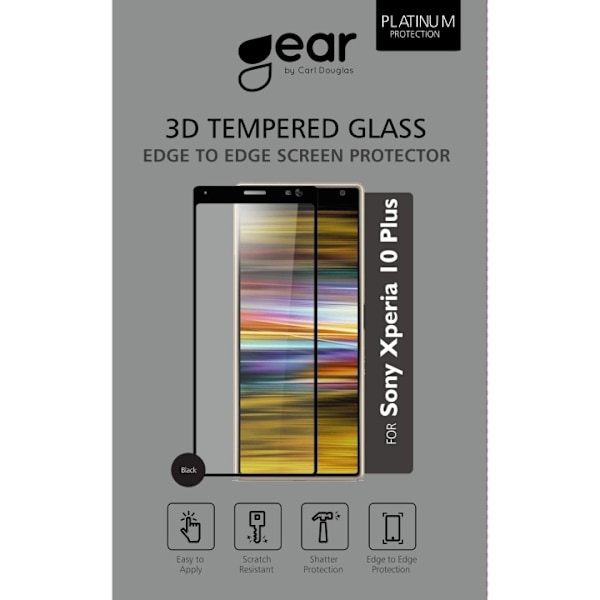 GEAR Härdat Glas 3D Full Cover Black Sony Xperia 10 Plus Transparent