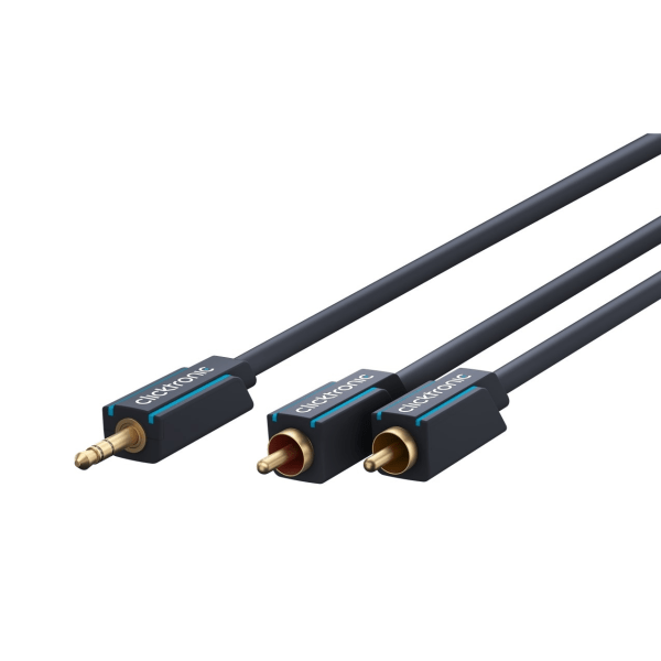 ClickTronic 3,5 mm AUX till RCA-adapterkabel, stereo Premiumkabel | 1x 3,5 mm jackkontakt  2x cinchkontakt | 7,5 m | OFC innerledare