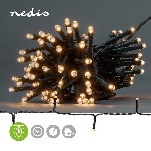 Nedis Julbelysning | Sträng | 96 LED's | Varm Vit | 7.20 m | Ljuseffekter: 7 | Inomhus eller Utomhus | Batteridriven