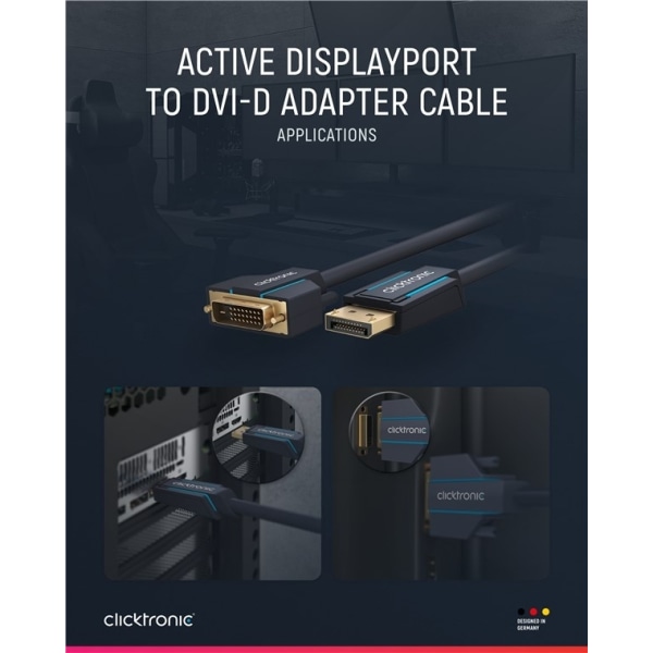 ClickTronic Adapterkabel til aktiv DisplayPort™ til DVI-D Premi