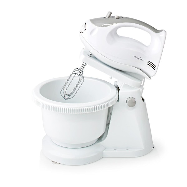 Nedis Hand Mixer | 200 W | 5-hastighedsindstilling | Turbofunktion | Dreje skål / 2 dejkroge / 2 piskeris | Grå / Hvid