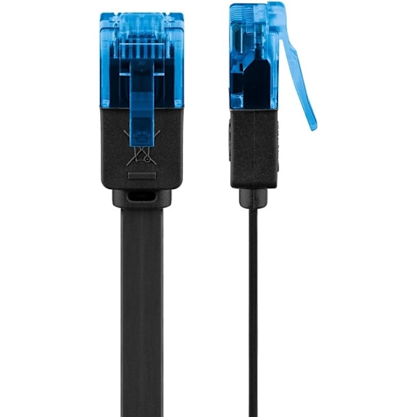 Goobay CAT 6A platt patchkabel, U/UTP, svart kopparledare (CU), 15 m
