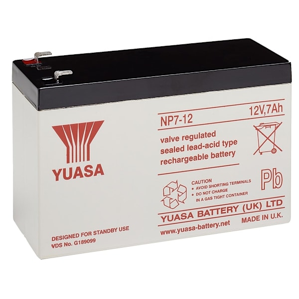 Yuasa Blybatteri 12 V, 7,0 Ah (NP7-12) Faston (4,8 mm) Blybatteri, VdS