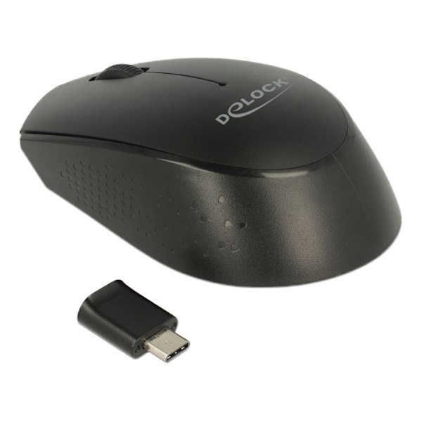 DeLOCK Optical 3-button mini mouse USB Type-C 2.4 GHz wireless Svart