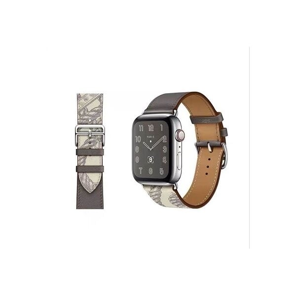 Armband i PU-läder till Apple Watch 42/44/45mm, Brun/Vit