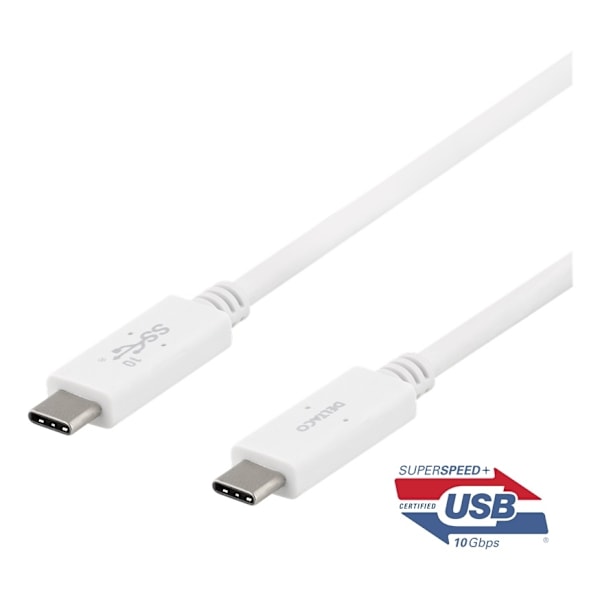 DELTACO USB-C till USB-C-kabel, 0,5m, 10Gbps, 100W 5A, USB 3.1 Gen 2,