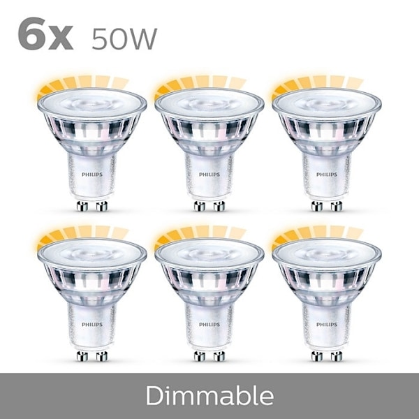 Philips 6-pack LED GU10 50W himmennettävä WarmGlow LED-valaisin