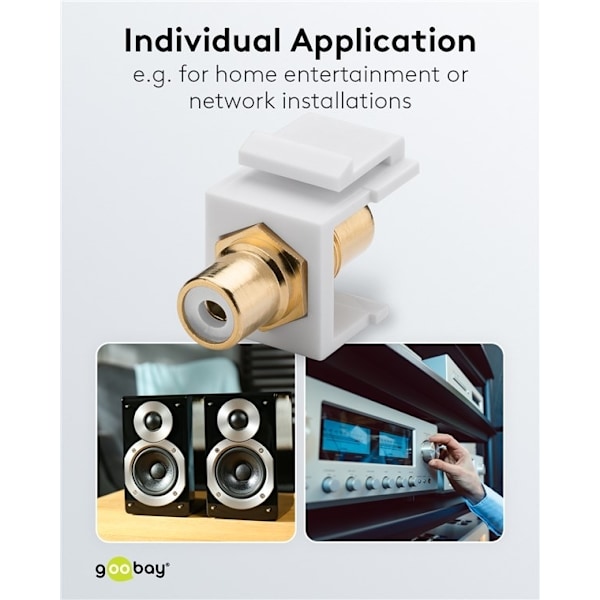 Goobay Keystone-modul RCA 2x cinchuttaget, vit, Guldpläterad