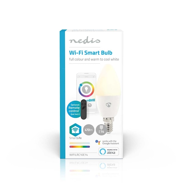 Nedis SmartLife Fuld Farve Pære | Wi-Fi | E14 | 470 lm | 4.9 W | RGB / Varm til kølig hvid | 2700 - 6500 K | Android™ / IOS | Stearinlys | 1 stk