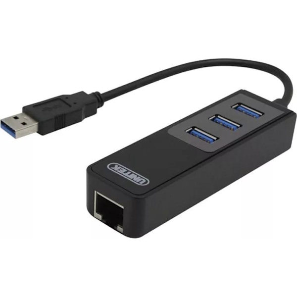 nätverksadapter, 1xGigabitRJ45, 1xUSB3 A ha, 3x USB3 ho, svart (Y-3045)