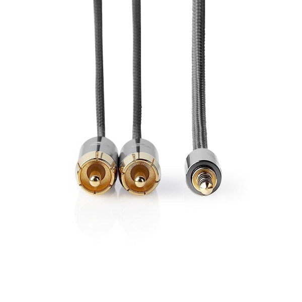 Nedis Stereoäänikaapeli | 3.5 mm uros | 2x RCA uros | Kullattu | 5.00 m | Pyöreä | Gun Metal Harmaa | Laatikko kannella ja ikkunalla