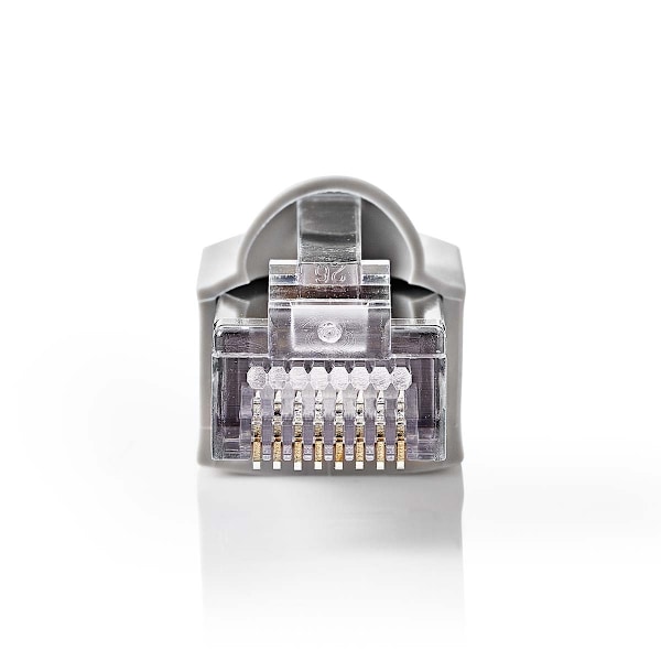 Nedis RJ45-liitin | Uros | Kiinteä UTP CAT5 | Suora | Kullattu | 10 kpl | PVC | Harmaa / Läpikuultava | Laatikko