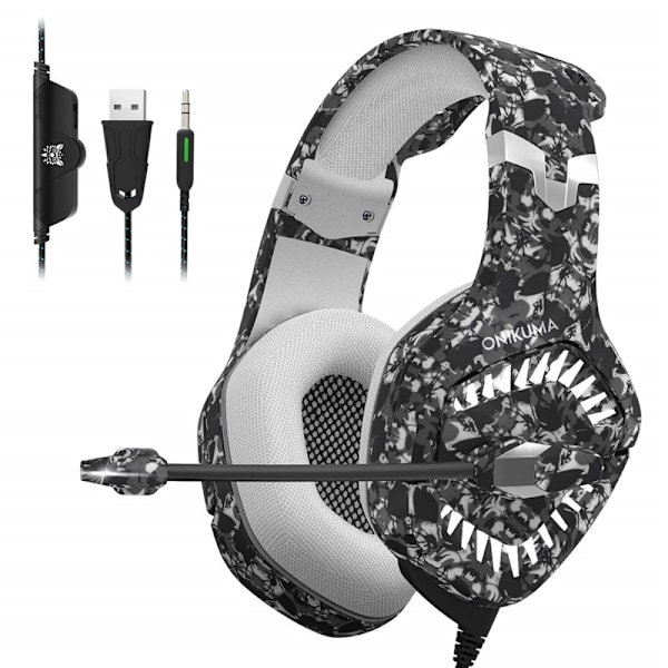 Gamingheadset til PC, Grå camouflage