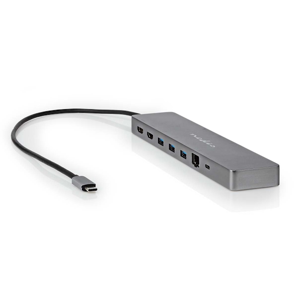 Nedis USB Multi-Port Adapter | 10-i-1 | USB 3.2 Gen 1 | USB-C™ Hane | Micro SD / RJ45 Hona / SD / 2x HDMI™ / 2x USB-C™ / 3x USB-A Hona | 0.40 m | Rund