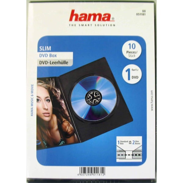 HAMA DVD-Box Slim Sort 10-pak