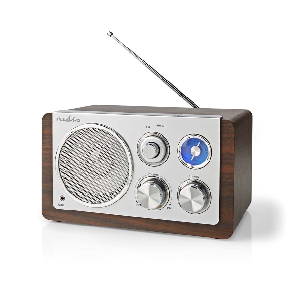 Nedis FM-radio | Borddesign | FM | Strømforsyning | Analog | 15 W | IP20 | Brun