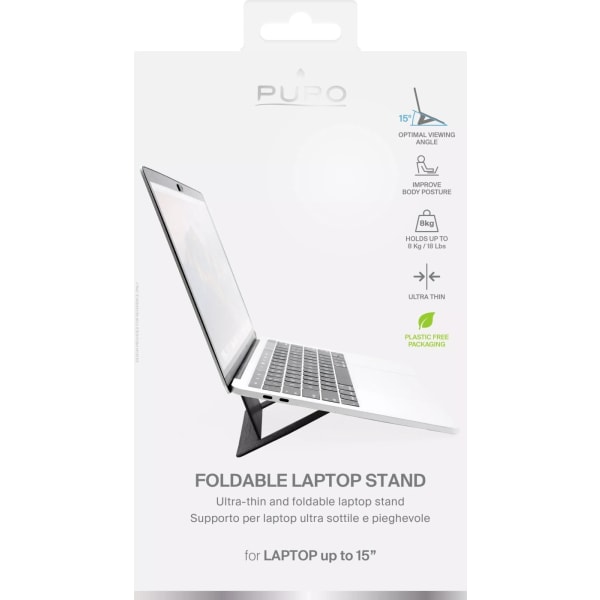 Puro Universal Foldable Adhesive Stand for Laptop, Black