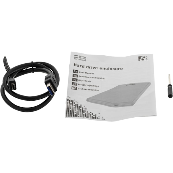 DELTACO ulkoinen kotelo 1x2,5" SATA 6Gb/s-kiintolevy, USB3, hopea