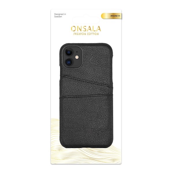 Onsala COLLECTION Mobil Cover Læder Sort iPhone 11 med Kortrum Svart